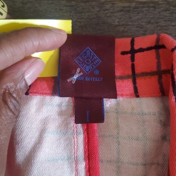 Y2K Vintage Legatte jean Womens Italian Blazer Red Black Geometrical Print Sz 1 - Picture 9 of 9